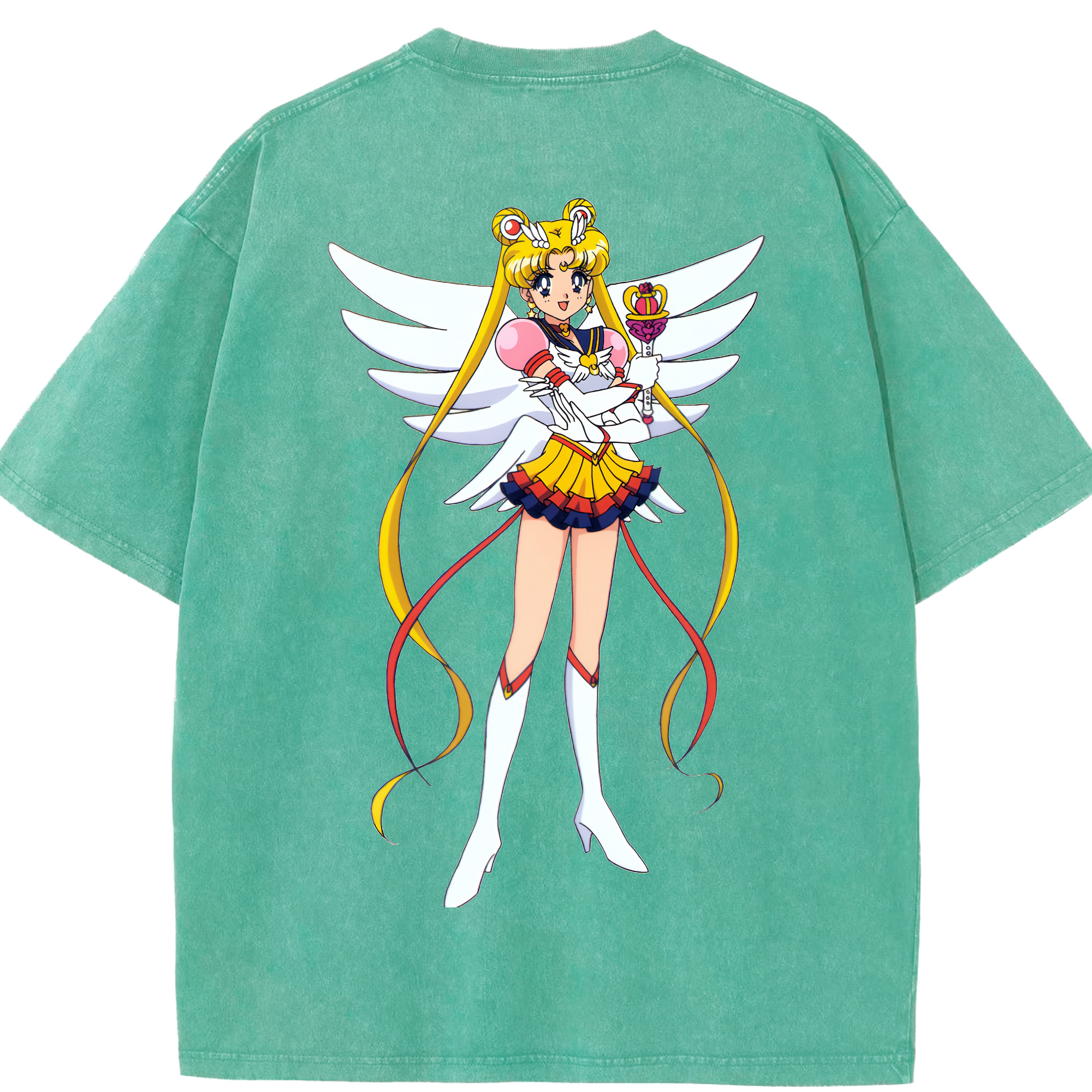 （画像用） 美少女戦士セーラームーン 月野 うさぎ つきの うさぎ Sailor Moon Tsukino Usagi 綿100% ヴィンテージ風 半袖Tシャツ（背面プリント）
